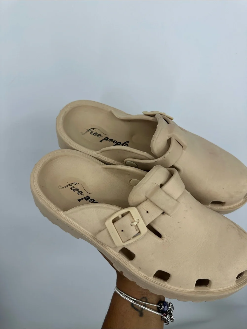 Free People Karlie Buckle Clog Mules Shoes Woman's Size 7 Boho